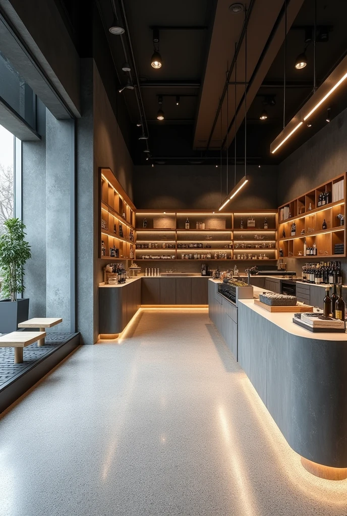 Commercial premises with grey terrazzo flooring