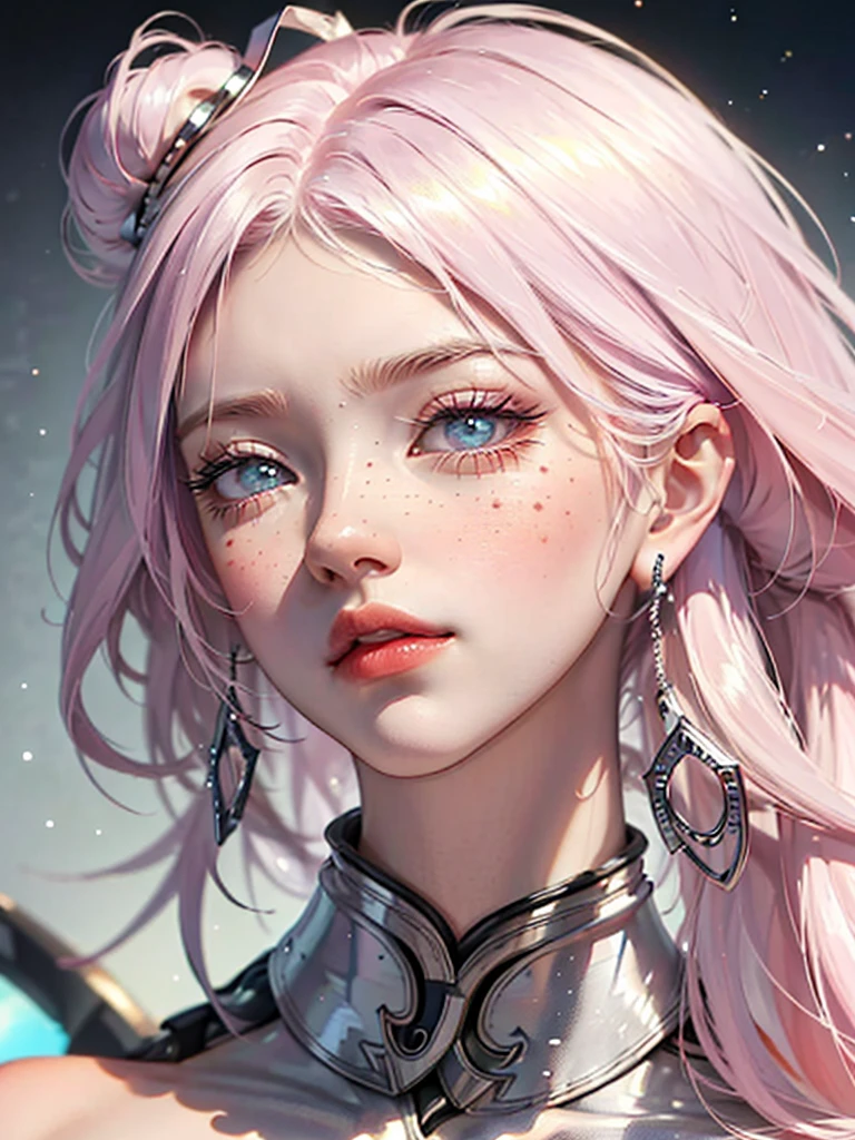 ((ultra detaild)),((glare eyes)), (detailedeyes) , 8k, blink blinking, (The Little Faux Freckles Makeupgirl), ((realisic skin)), ((Detailed focus 2 straps on the shoulders of the dress)) , ((Shiny Facial Skin)), with colored hair and a colored dress, rossdraws pastel vibrant, rossdraw cartoon vibrante, style anime 8k, portrait beautiful, colorful Artgerm!!!, ! artgerm dream, pretty anime, digitl art estilizada, 8k art wallpaper, digitl art, 极其详细的Artgerm,