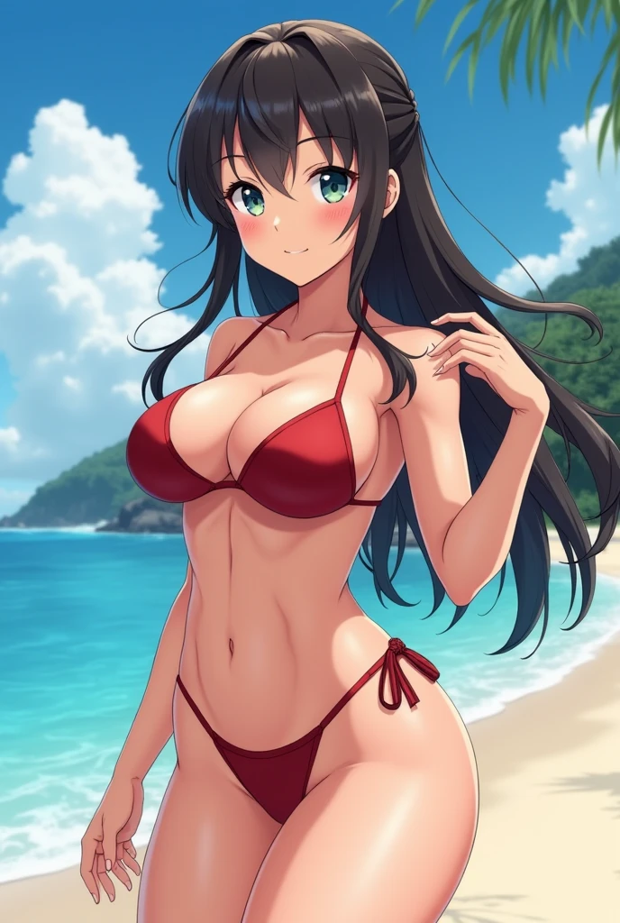 An anime girl with huge tits and ass has the biggest ass and tits that can have even bigger ass and tits in a bikini