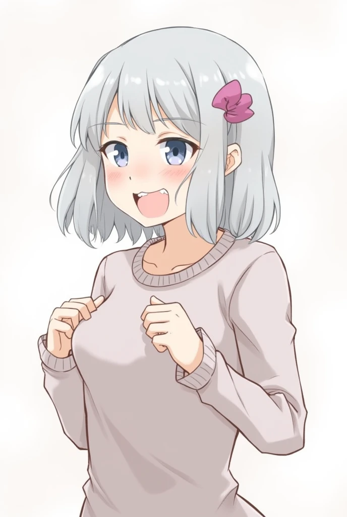 One person, High resolution, Open your mouth a little, Gray Hair, ,Blushing, Simple Background, Anime Style, Masturbation,