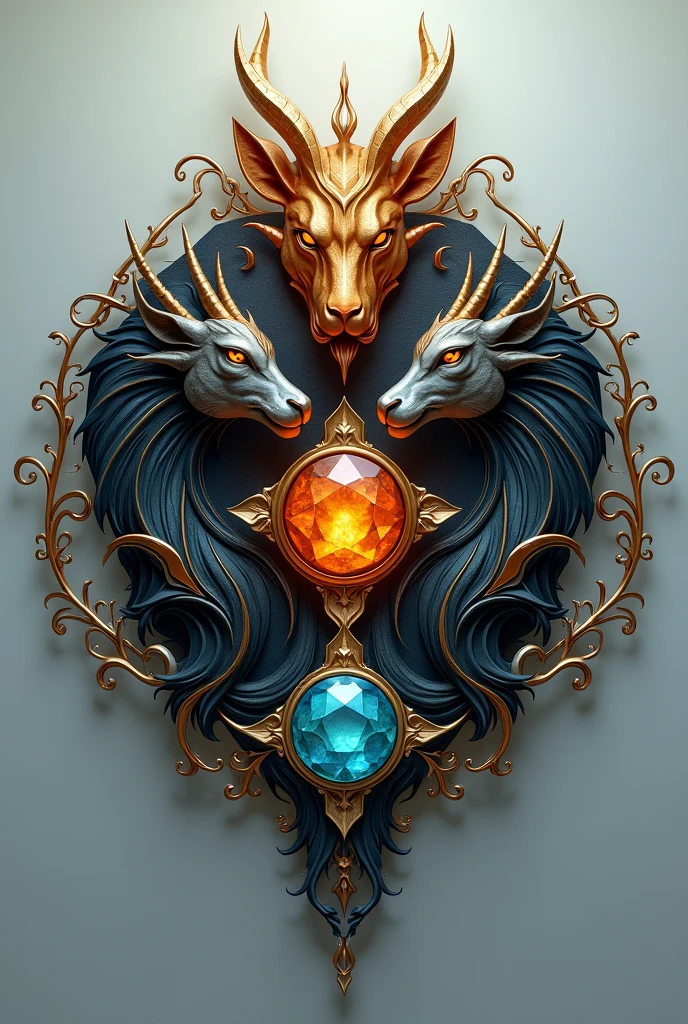 make a logo with the name of lerion, showing the signs capricorn, Virgo and Leo, adding the onyx, tiger's eye and topaz