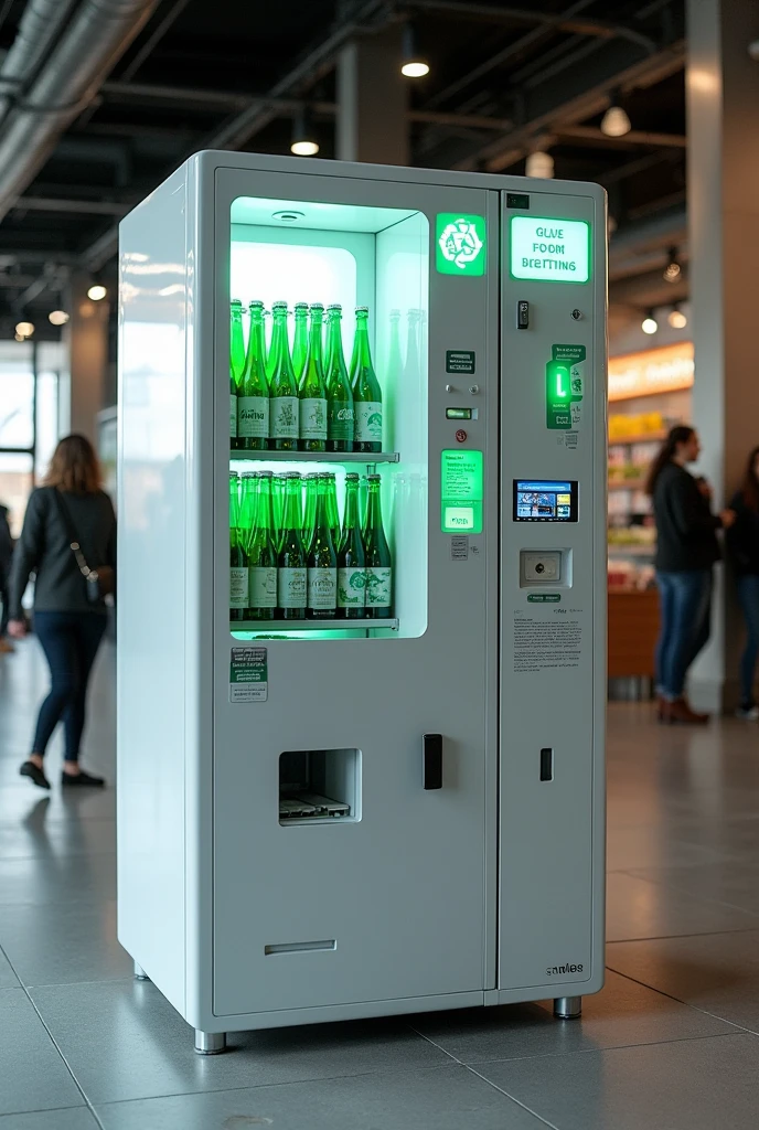 Create a machine where you can put glass bottles and in return you earn money