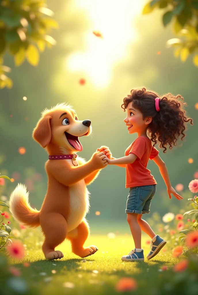 Dog dancing with a human
