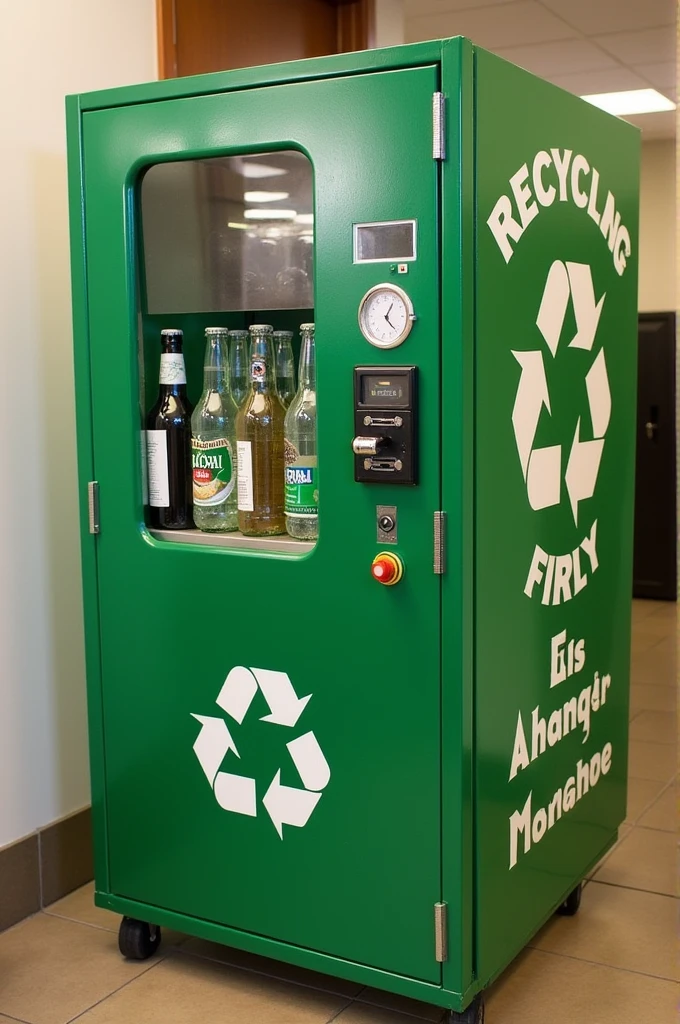 Create a recycling machine to put glass bottles in and in return you earn money.