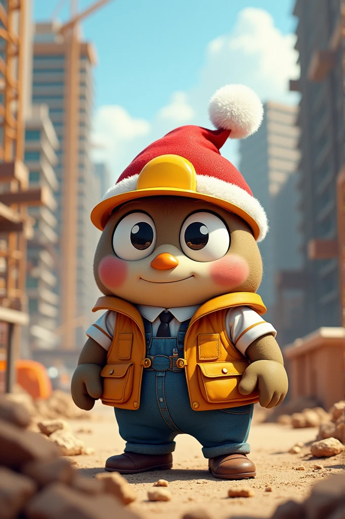 I want you to create me a Pou that is a foreman and a hand, that I have a Christmas hat and a school uniform.