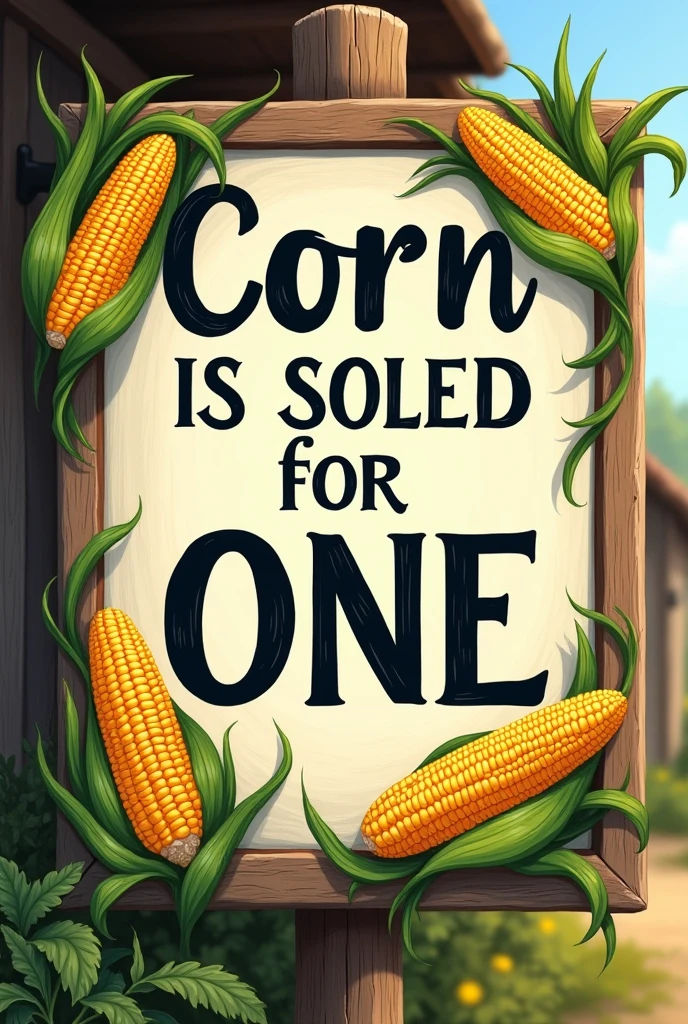 Can you make me a sign that says literally "Corn is sold for one dollar" You decorate it with corn