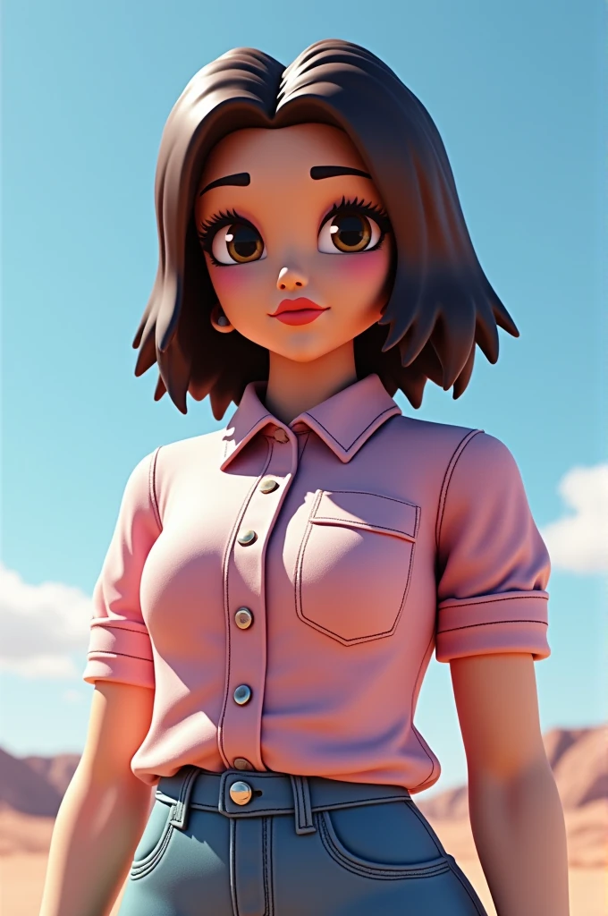 I want you to generate a roblox woman with a 3D shirt