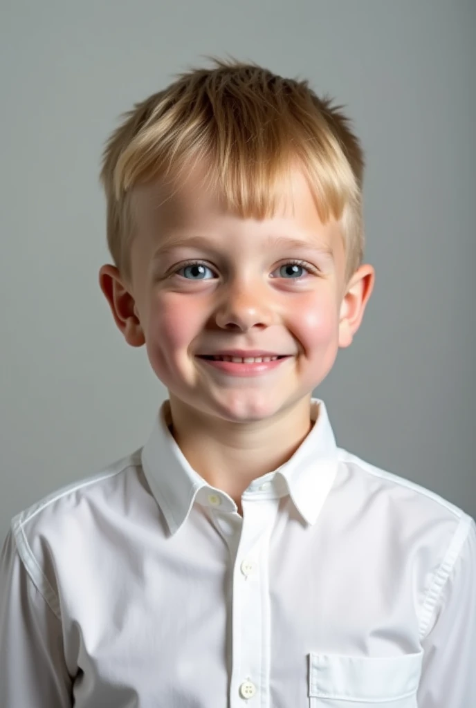 Passport photo of a 7--old nd boy with light skin