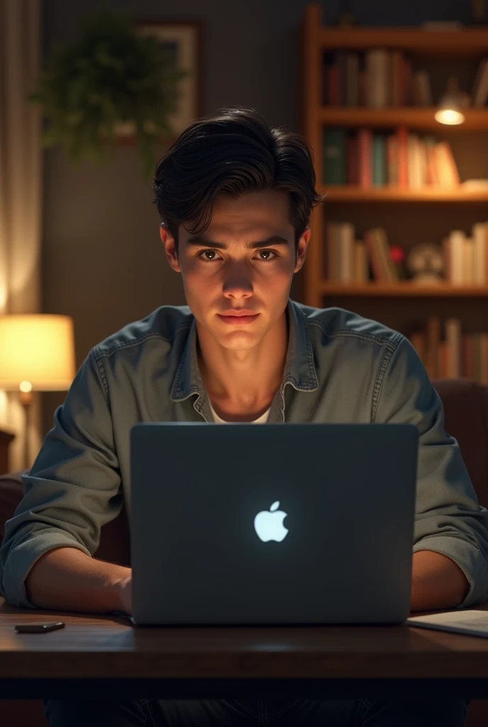 A young man using a laptop