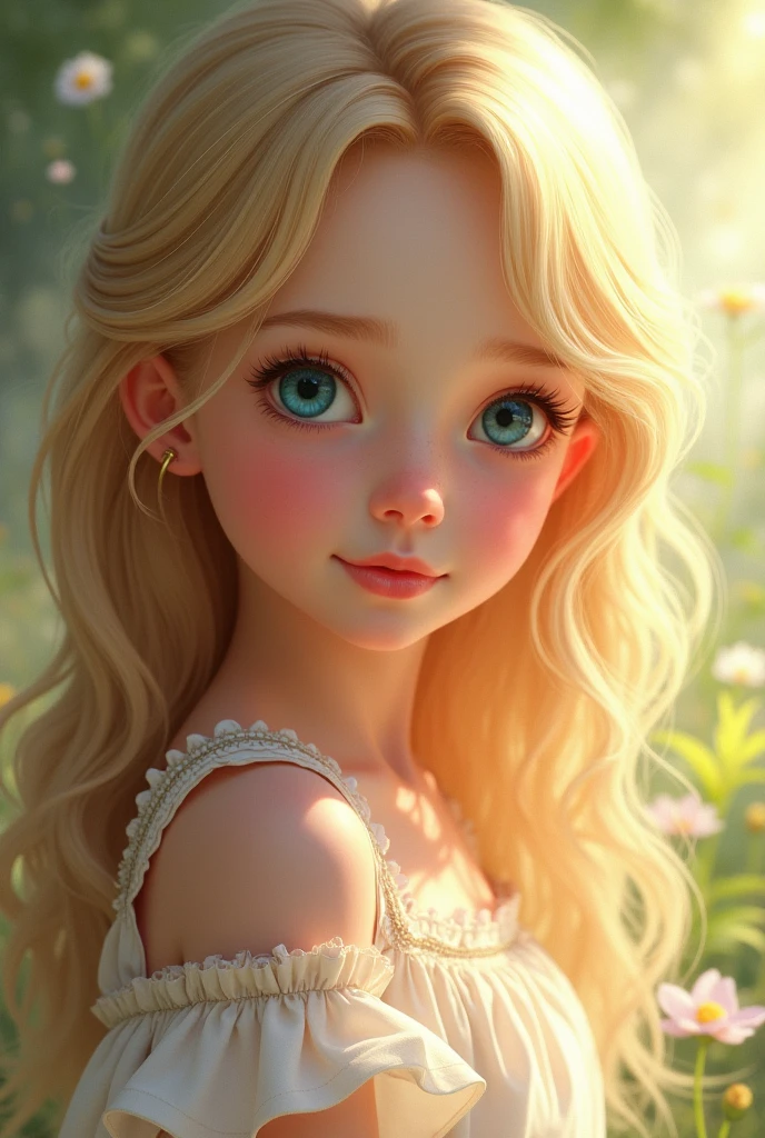 Visage fille blonde
