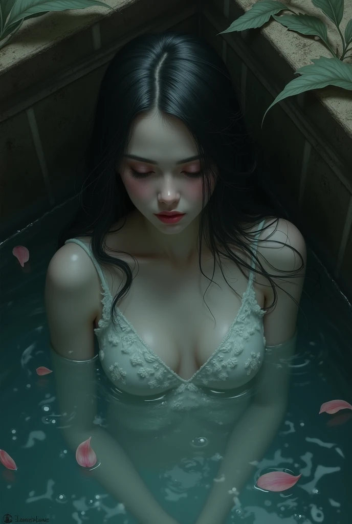 realistic gothic digital art portrait with water