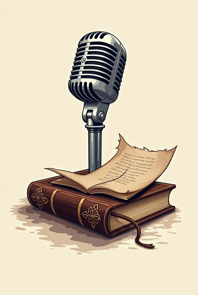 Logo with a microphone and a written book "Battle of Cef 04"