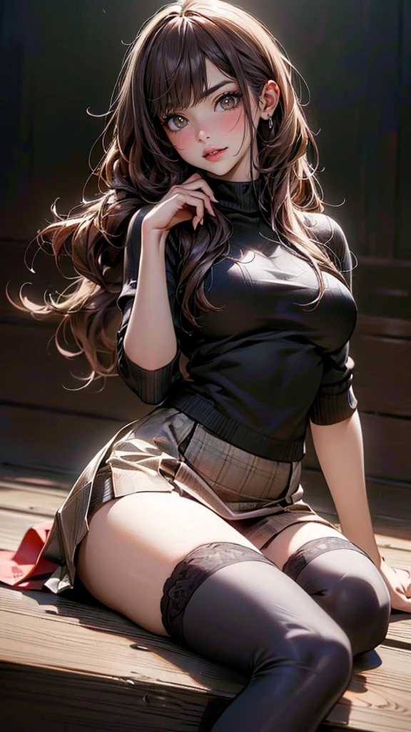 (random porn pose),(random hairstyle),(Highest image quality,(8k),ultra-realistic,best quality, high quality, high definition, high quality texture,high detail,beautiful detailed,fine detailed,extremely detailed cg,detailed texture,a realistic representation of the face,masterpiece,Sense of presence),sweater,tight mini skirt,stockings,Engineer boot