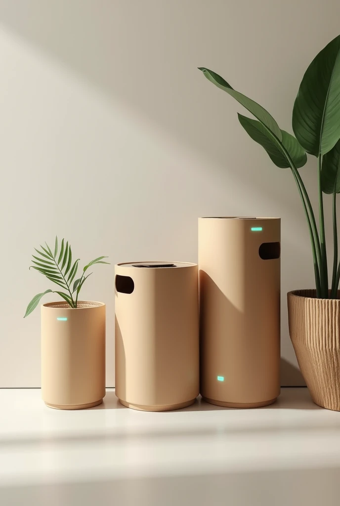 Containers with sensors that notify you when they are full through an app, but made of cardboard and plastic 