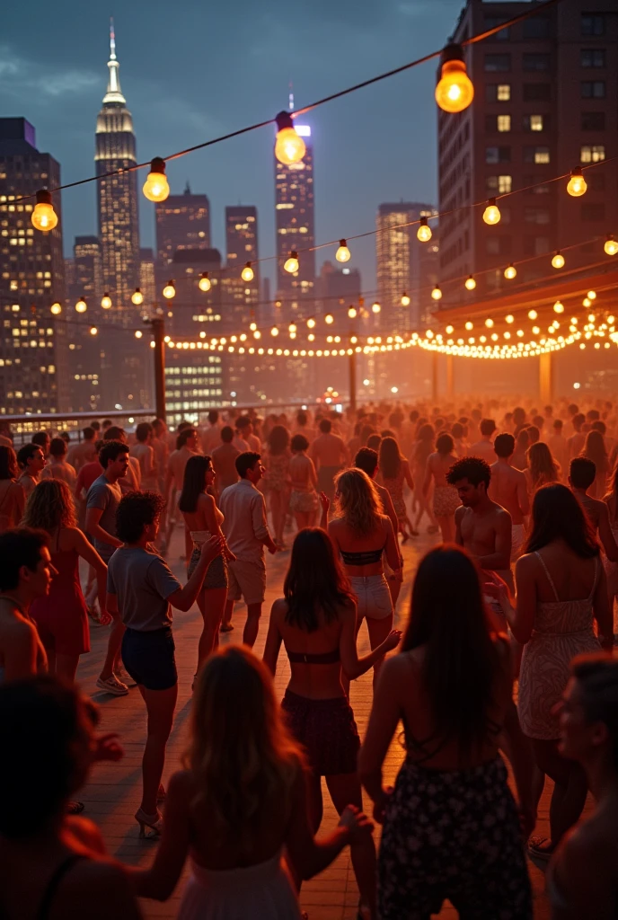 Many people Dancing, rooftop bar, new york Background