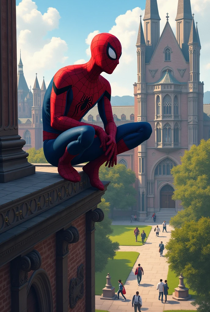 Spiderman in college university with mask 