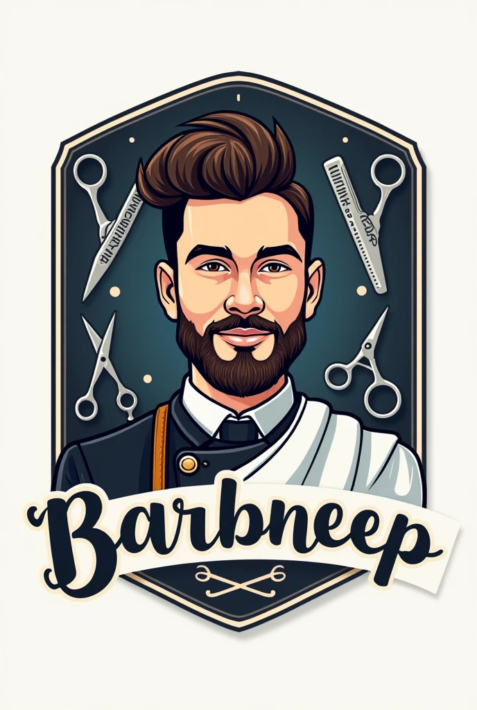 Logo for barbershop D.T Darwin Trochez Barber With nice modern backgrounds With barber machines in the background