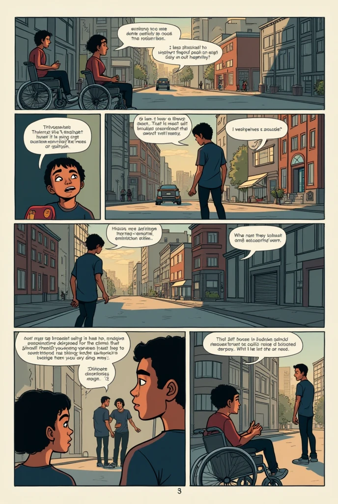 Create a comic on the topic of discrimination with people with disabilities