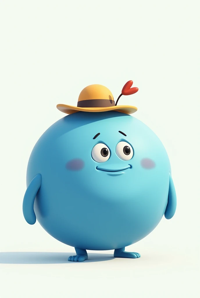 Blue ball with hat and eyes, no mouth, no coat of arms, no leg