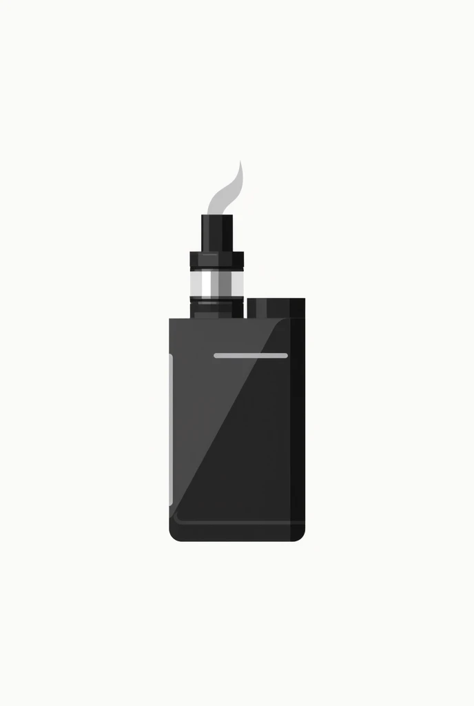A minimalist vector art, black and white colors with color elemets, vape device, a small wisp of white semi-transparent vapor emerging from a drip type, white background