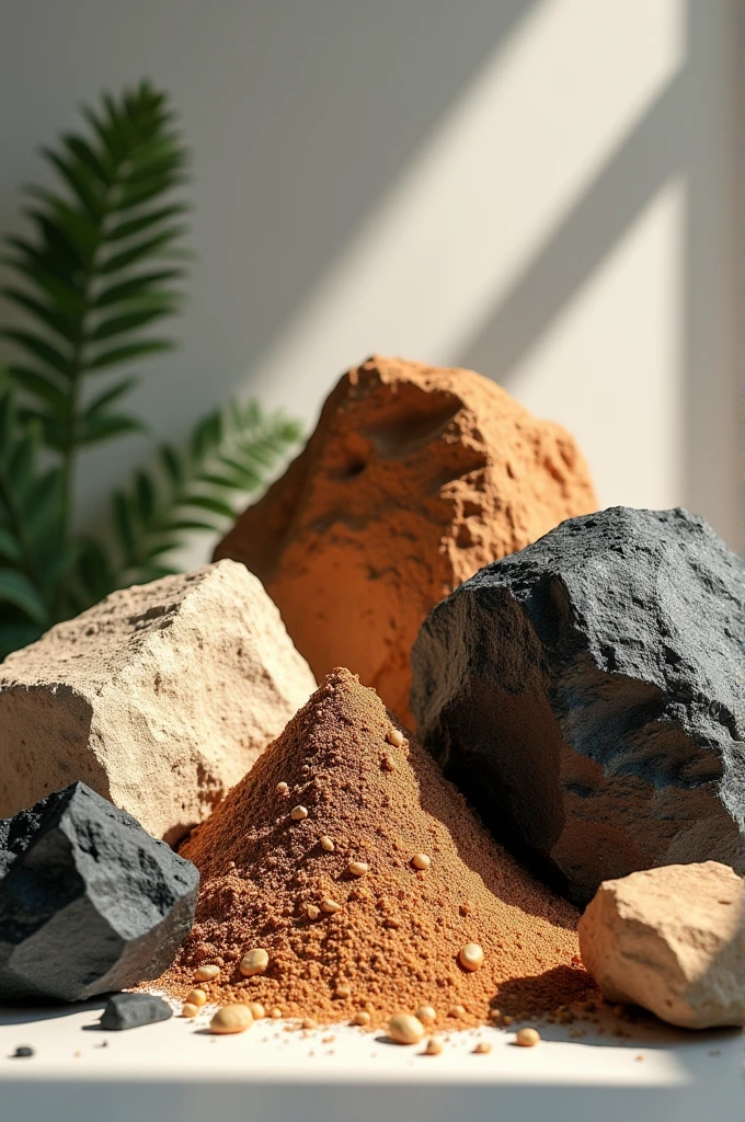 Create a limestone image, clay, sandstone and iron ore