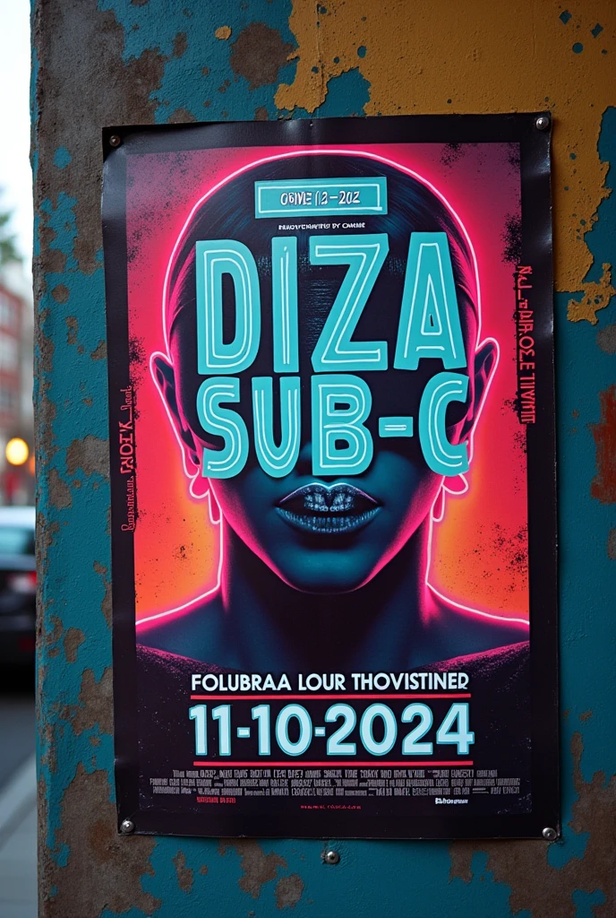 a flyer poster on a street that says Diza x Sub c 11/10/2024 which will be the concert that will change the lives of these two artists forever