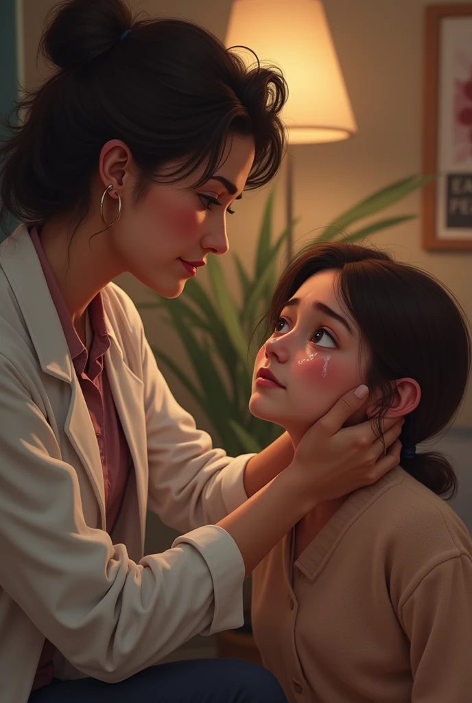 A psychologist comforting someone crying