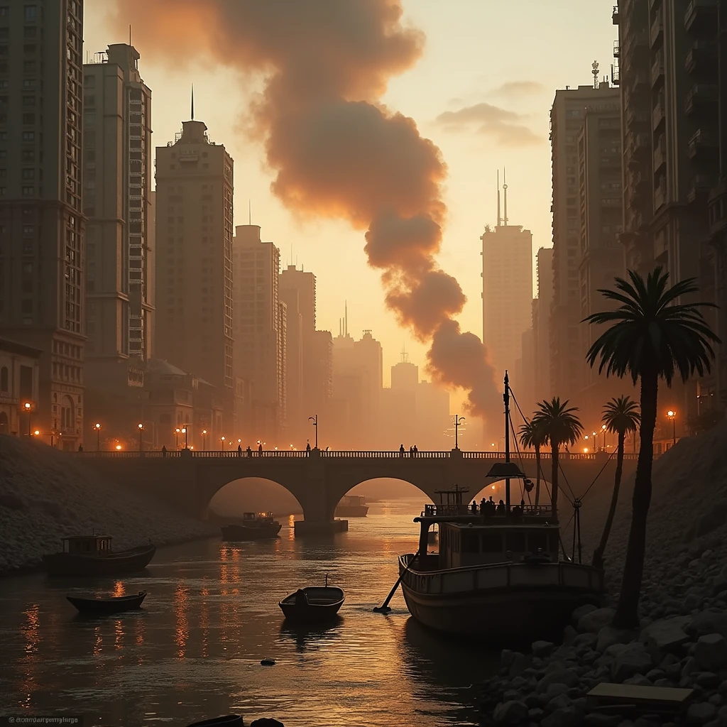 A final shot of the Tigris River flowing through present-day Baghdad, a shadow of its former glory.