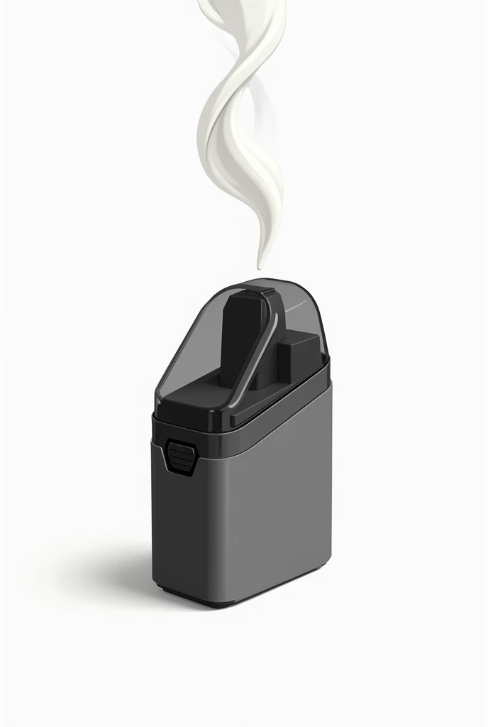A minimalist vector art, black and white colors with color elemets, pod system, a small wisp of white semi-transparent vapor emerging from a drip type, white background