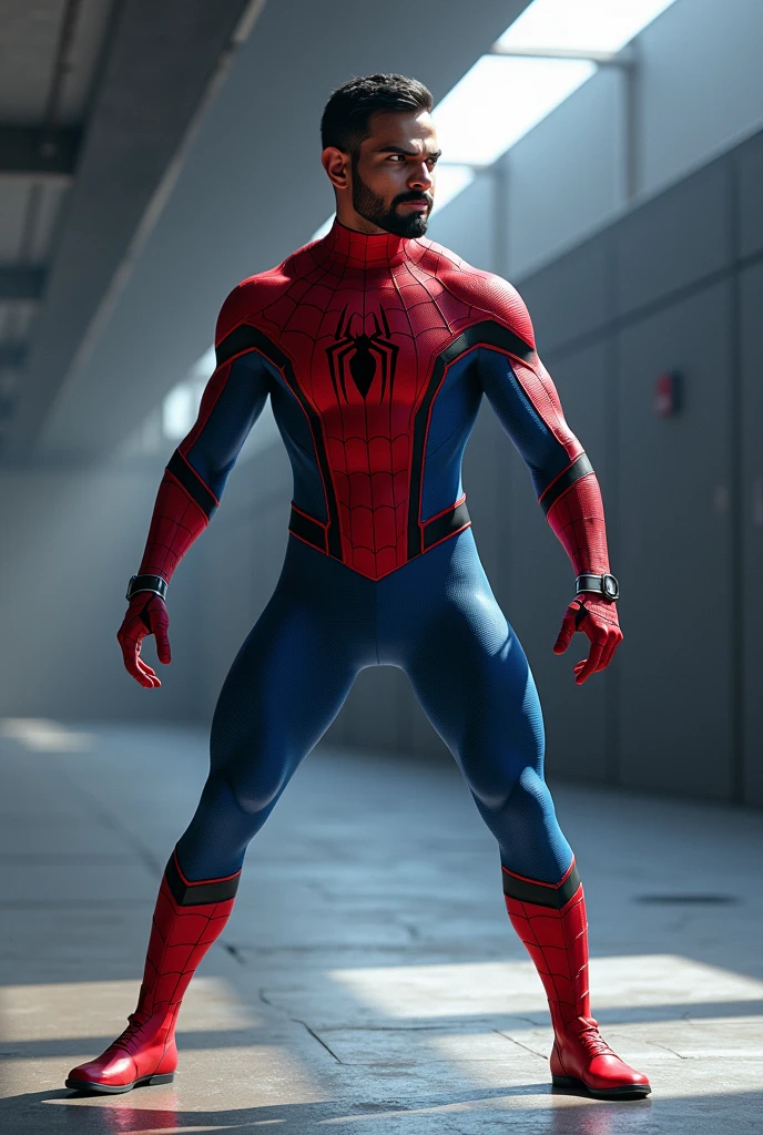 Virat Kohli in Spiderman suit in aesthetic pose