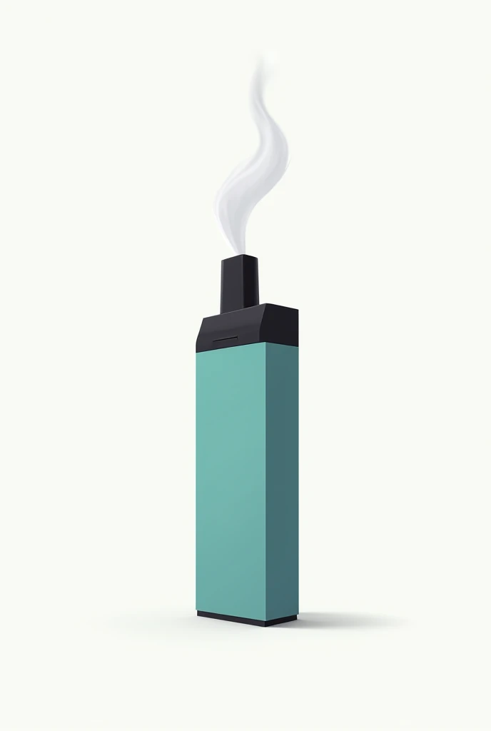 A minimalist vector art, black, white, teal, colors, pod system, a small wisp of white semi-transparent vapor emerging from a drip type, white background
