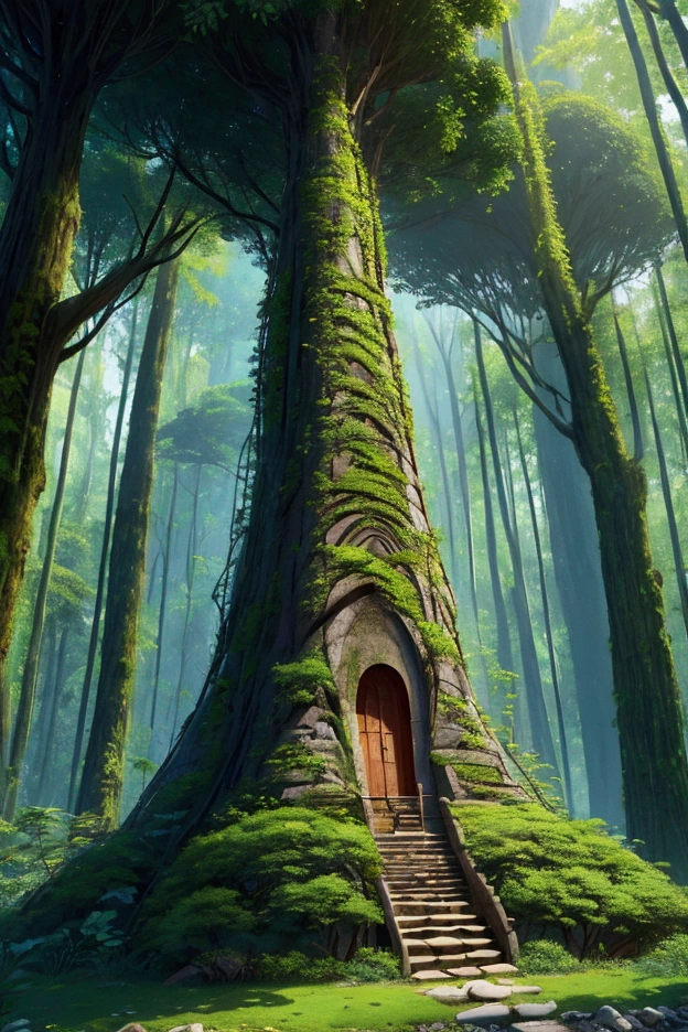Sudden megalithic civilizations dot the deep jungle
Undiscovered, hidden by giant trees, unexpected modern civilization, best image quality