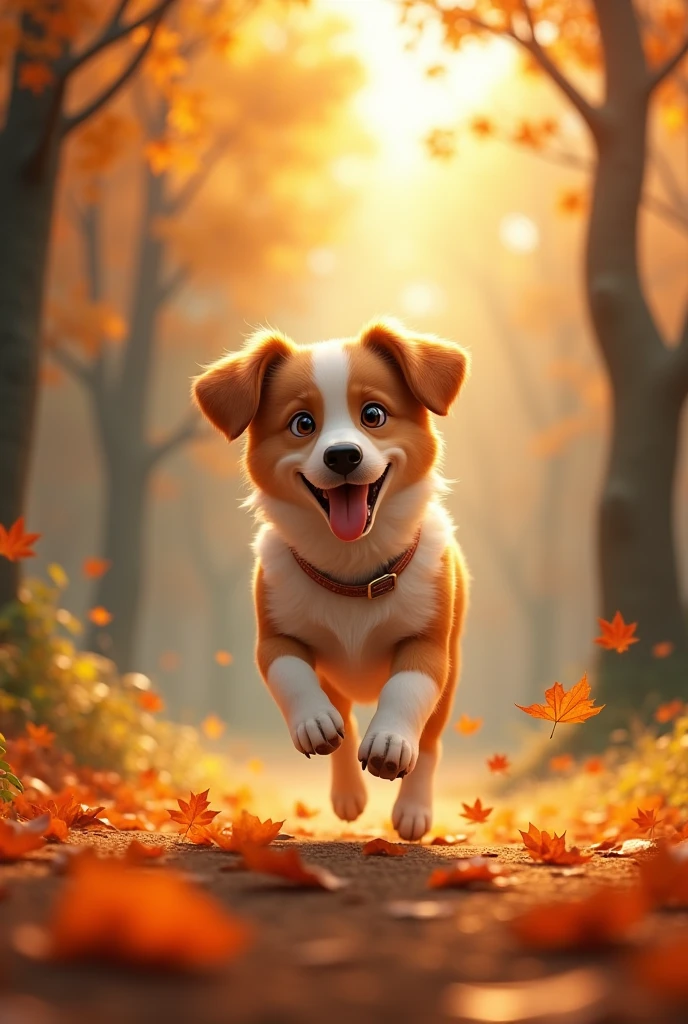 Max enjoying the breeze on his fur and the crunching sound of leaves under his paws.