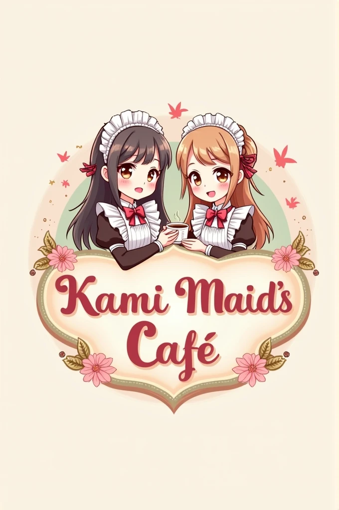 Logo for my business is a Maid Cafe, The name is Kami Maid's Kafé, The theme is Anime, Maids and Coffee, with pastel colors