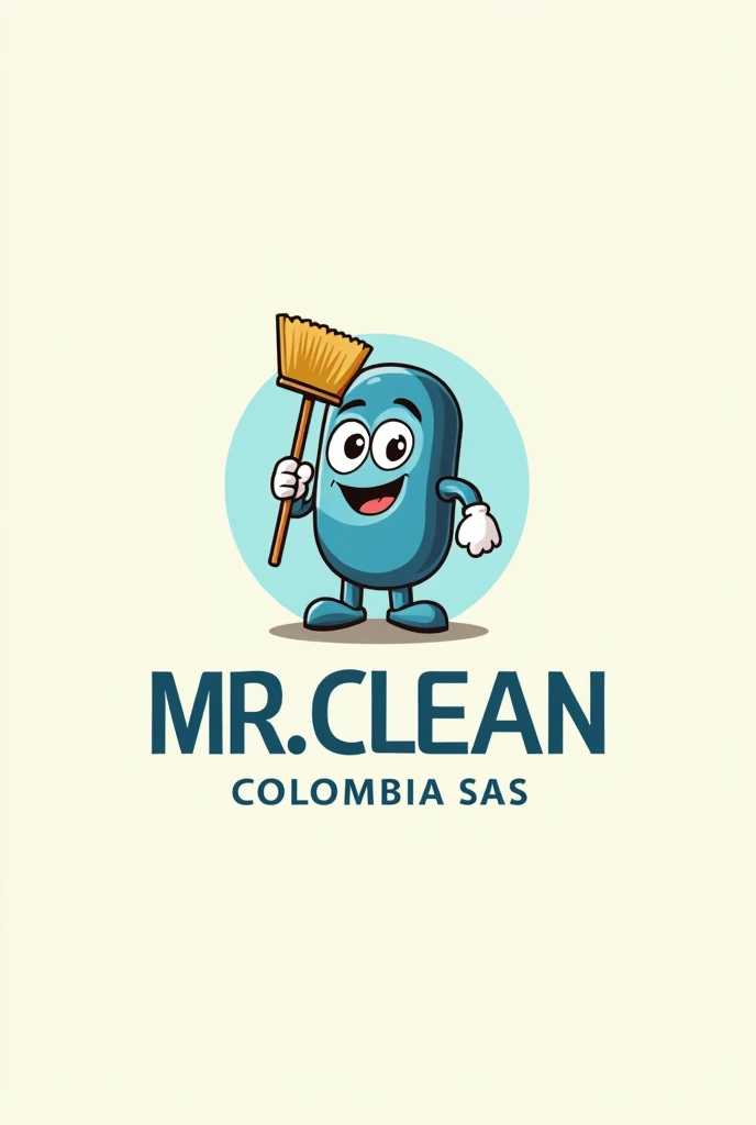 Logo for company with broom "Mr. Clean Colombia SAS"