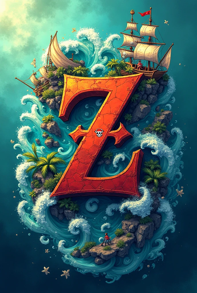A logo with the Letter Z, for profile photo, use elements from the anime one piece