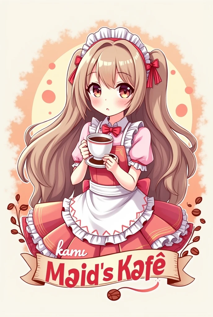 Logo for my business is a Maid Cafe, The name is Kami Maid&#39;s Kafé, The theme is Anime, Maids and Coffee, With bright pastel colors 