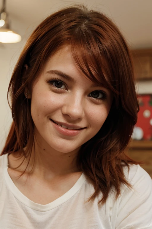 redhed girl,brown eyes, cute smile, charming
