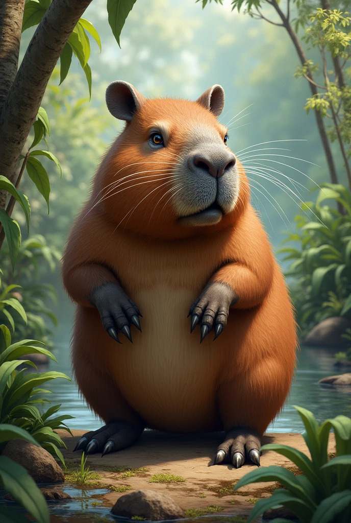 Realistic illustration of a rodent mammal known as a capybara


