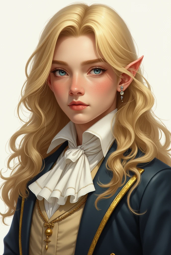detailed really young long blonde hair noble guy with normal quality clothes fantastic drawing
