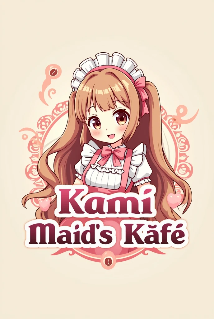 Logo for my business is a Maid Cafe, The name is Kami Maid&#39;s Kafé, The theme is Anime, Maids and Coffee, With bright pastel colors 
