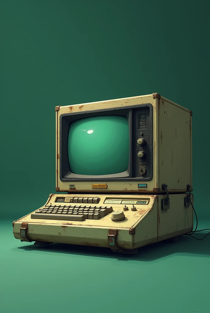 Make me a 1970's computer with a green background