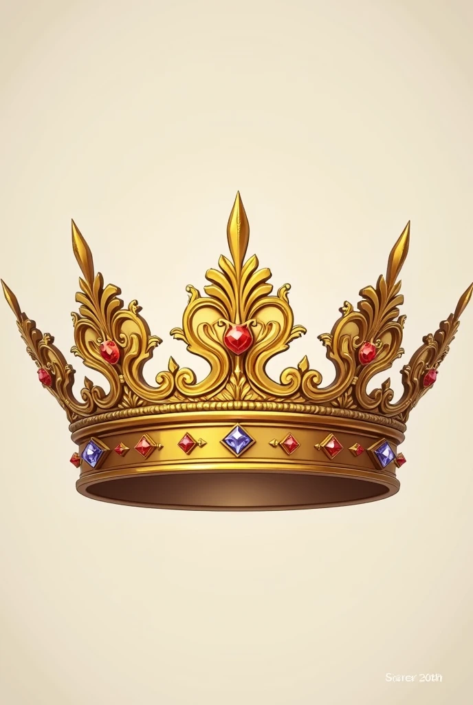 Make a golden antique crown without a background, drawning