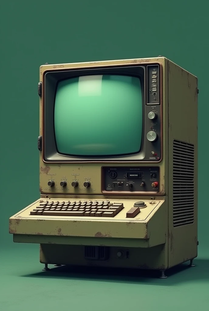 Make me a 1970's computer with a green background