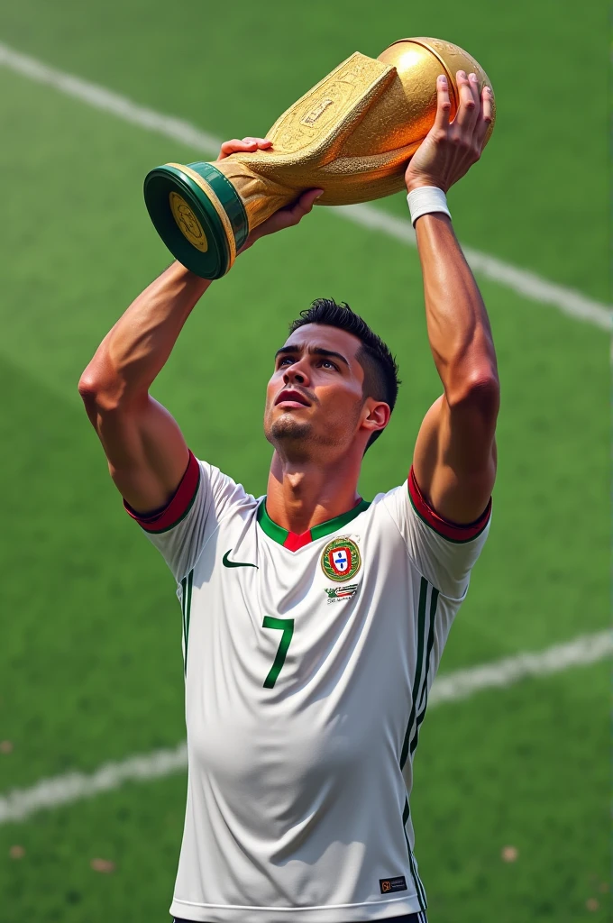 As Cristiano Ronaldo with a world cup