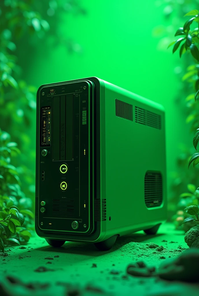Make me a 2000s computer with a green background