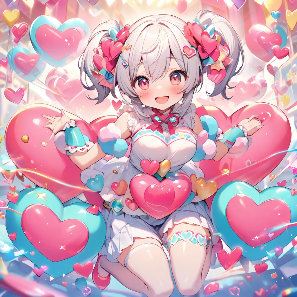 A cute group with a huge heart,smile,Fill it with lots of hearts