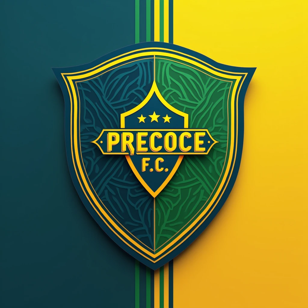 Make a shield for a fictional club based on Santos F..c. the name of the club would be "PREcOcE F.c" and that name will remain on the shield