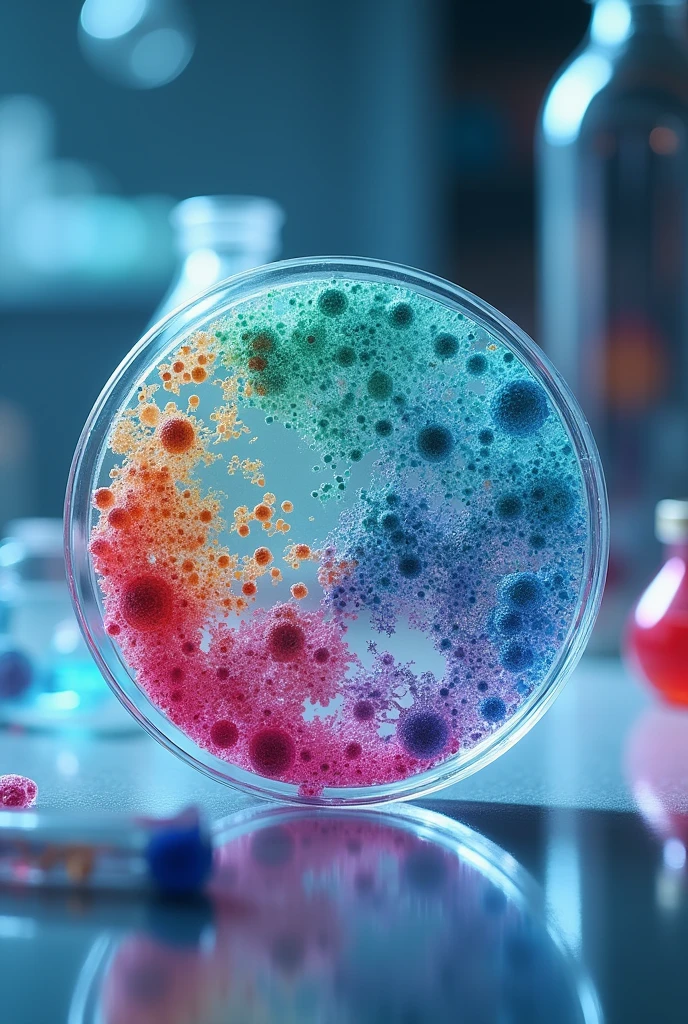 A petri dish with bacterial culture 