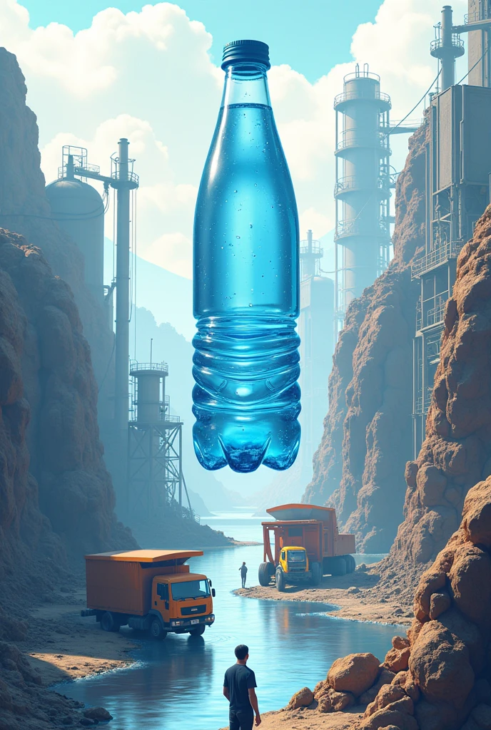 Supply chain of the production process of a water bottle